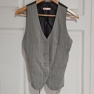 🖤 Lux Women’s Gray Pinstripe Tailored Vest – Size Small
